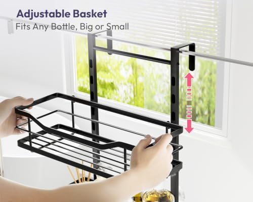 SWTYMIKI Over the Door Shower Caddy - 5 Tier Adjustable Shower Organizer Hanging with Soap Holder, No Drilling Stainless Steel Bathroom Rack Hanging for Body Wash, Shampoo, Soap, Razor, Black
