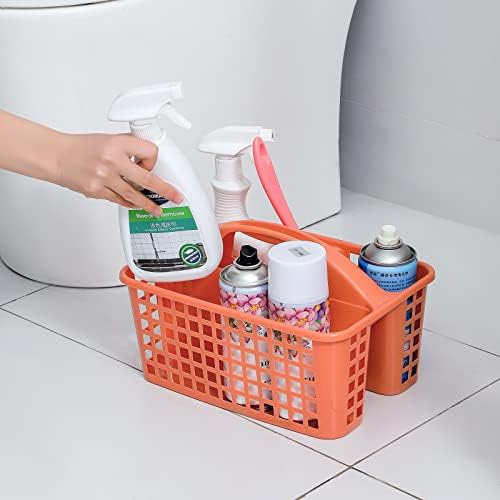 Portable Shower Caddy Basket Plastic Storage Basket with Compartment Orange