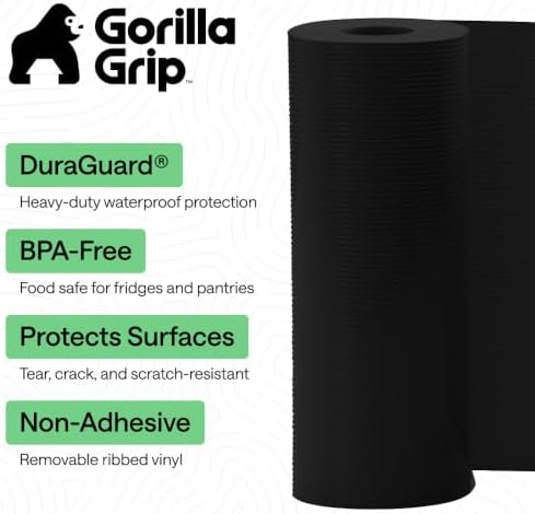 GORILLA GRIP Shelf Liner, Non-Adhesive Cabinet Liners, 24"x30' Jet Black
