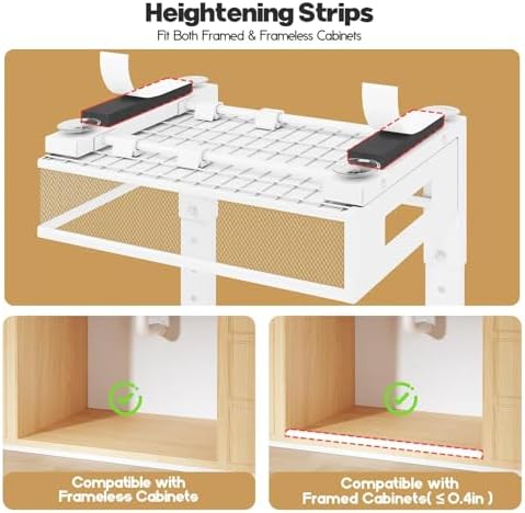2 Packs 21IN Depth Under Sink Organizer, 2-Tier Pull Out Cabinet Organizer With Smooth Circular Rail, Large Capacity Metal Mesh Sliding Drawers For Bathroom& Kitchen Storage,Height Adjustable –White