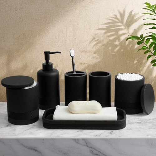 LIN CHUAN 6-Piece Bathroom Accessories Set, Modern Bathroom, Black