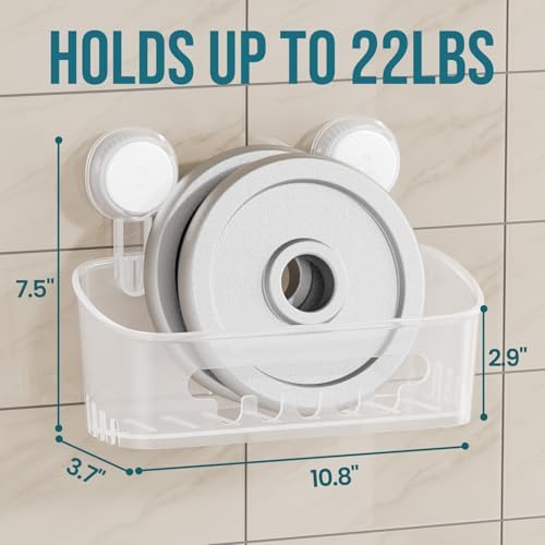 TAILI Shower Caddy Suction Cup Bathroom Organizer Shelf Frosted Clear