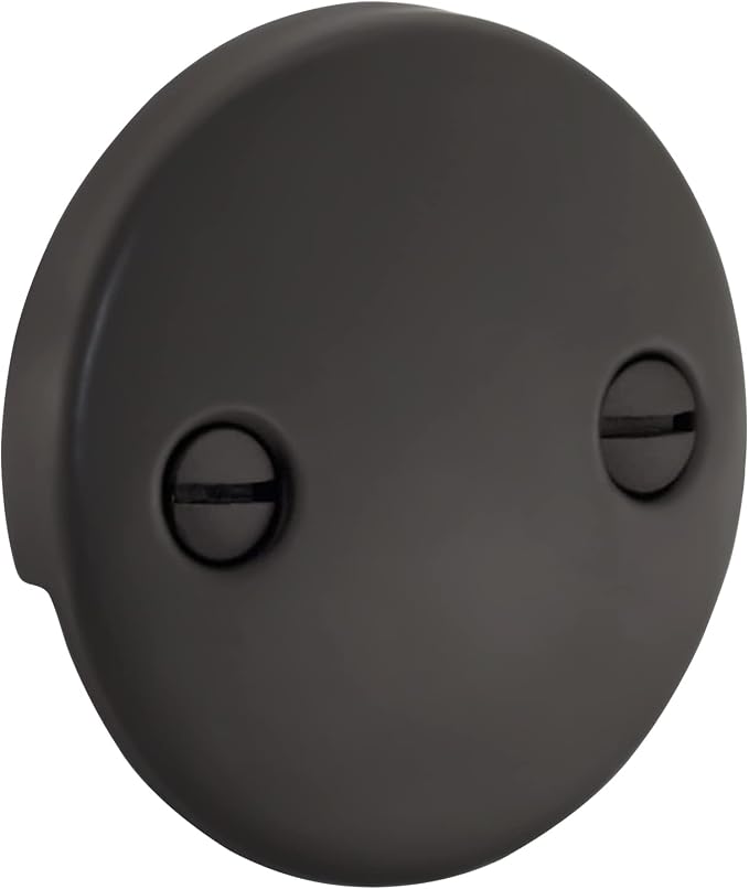 2 Hole Bathtub Overflow Plate, 3-3/16 Inches Diameter, Oil Rubbed Bronze