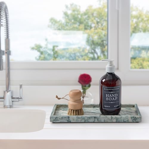 Natural Marble Vanity Tray, Stone Organizer for Bathroom & Kitchen