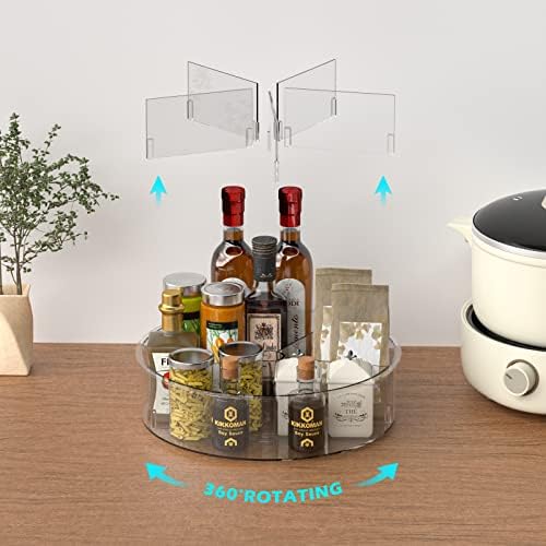 Divided Lazy Susan Turntable Storage Container Rotating Organizer Spinning Organizer Bins for Kitchen Cabinet, Pantry, Refrigerator, Countertop