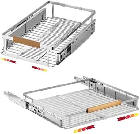 12.3~18.5"x22.5" Pull Out Cabinet Organizer，2Pack Expandable Sliding Cabinet Shelves，Side Mounting