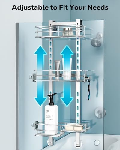 Nieifi Over The Door Shower Caddy, Stainless Steel, Adjustable for Bathroom