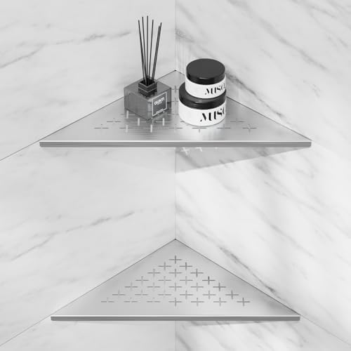 lives Shower Corner Shelf 2 Pack, 10-Inch 304 Stainless Steel, Silver Cross
