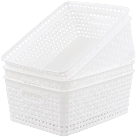 Plastic Storage Baskets for Shelf, 4 Packs