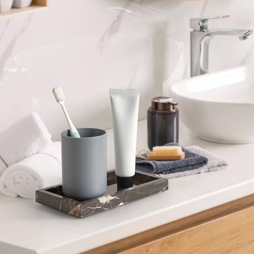 Natural Small Marble Vanity Tray, Stone Organizer for Bathroom & Kitchen