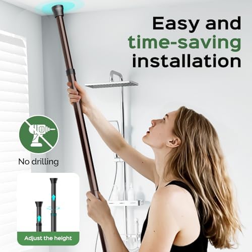 HAMITOR Shower Caddy Tension Pole, Adjustable Bathroom Storage Organizer