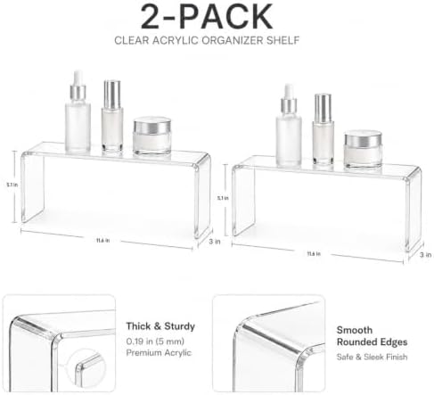 2 Pack Acrylic Medicine Cabinet Organizer Clear Shelves 2 Large