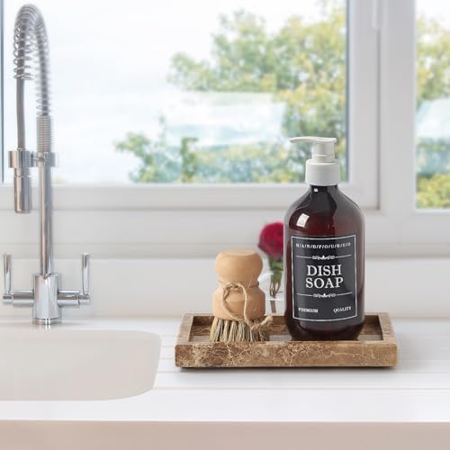 Natural Small Marble Vanity Tray, Stone Organizer for Bathroom & Kitchen