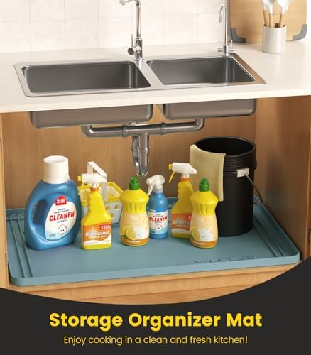 Under Sink Mats for Kitchen Waterproof 34"x22",Teal