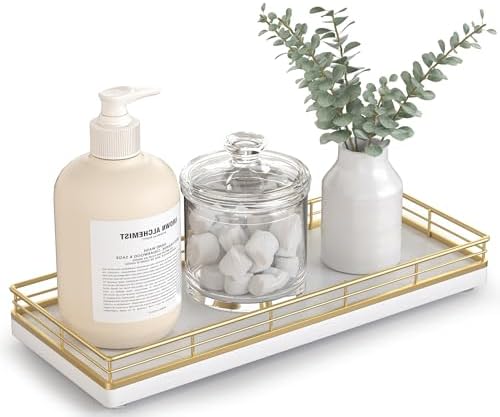 Bathroom Tray for Counter Top Organizer, Oak Wood Vanity Tray