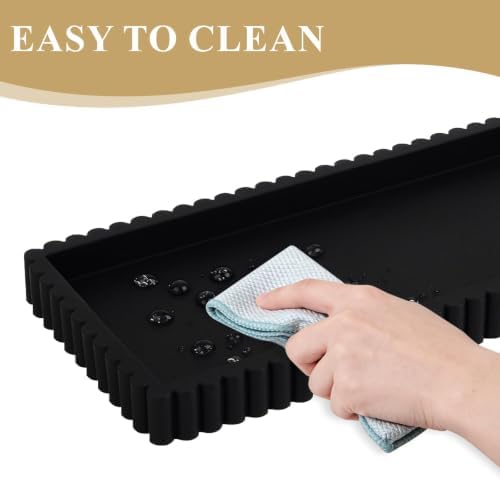 Silicone Bathroom Tray Vanity Tray Kitchen Counter Decor, Large, Black