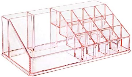 Ikee Design Acrylic Clear Makeup Cosmetics Lip Gloss Organizer,Pink