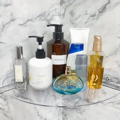 Acrylic Corner Shower Shelves, Adhesive Bathroom Shower Caddy, Wall Mounted Bathroom Organizer for Home Decor,Clear Shower Shelf,No Drilling