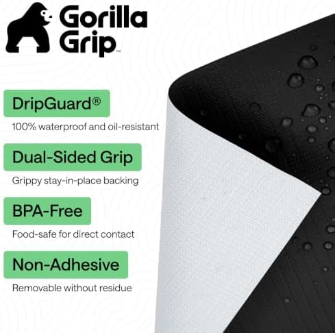 GORILLA GRIP Shelf Liner, Kitchen Drawer Protector, 17.5x240 Black