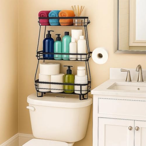 ShellKingdom Over The Toilet Storage Shelf, 3 Tier Toilet Paper Holder Rack