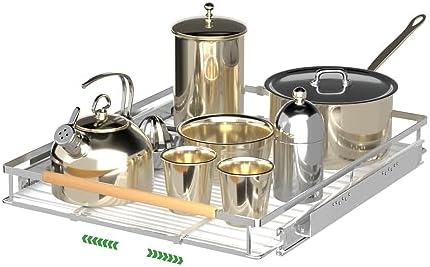 Pull-Out Cabinet Organizer, Stainless, 17.2-28.1 In, 1 Pack