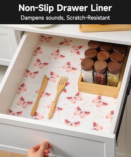 Cooyes Shelf Liner Non-Adhesive Cabinet Drawer Liner for Kitchen 17.5"x197"