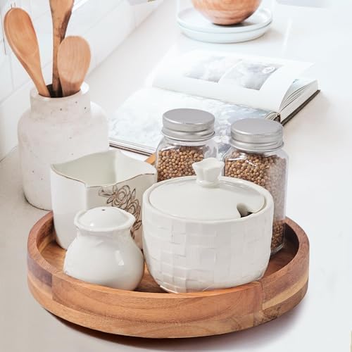 [2 Pack] 9" Wood Lazy Susan Organizer for Cabinet,Lazy Susan for Countertop