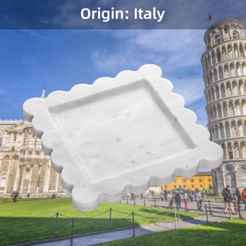 Square Marble Decorative Tray, Carrara White, 8 * 8