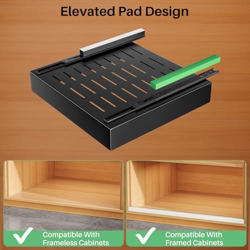 4 Pack Pull out Cabinet Organizer, 21"Deep, Heavy Duty Full-extension Slide out Drawers for Kitchen Cabinet, Roll out Shelf Storage with Nano Adhesive for Pots, Bathroom, Pantry, Home, Black