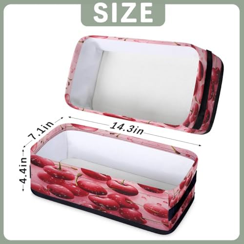 Storage Basket Set of 2 Tasty Cherries Small Baskets for Organizing Fabric Storage Baskets with Handles for Shelves Bathroom Toilet Tank Top