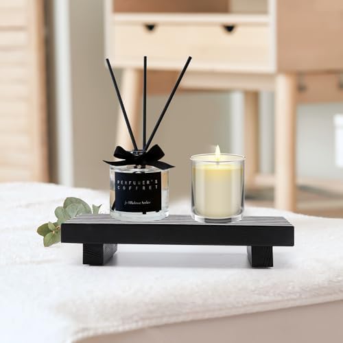 Black Bathroom Decor Wooden Counter Tray Sink Accessories Soap Dispenser