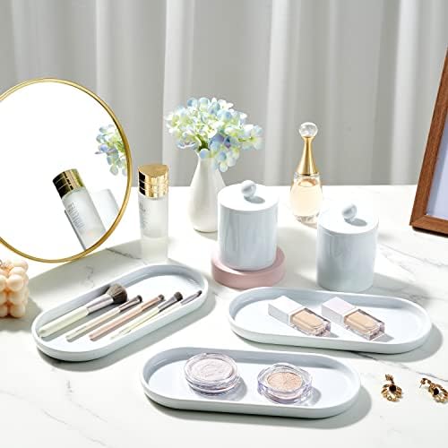 SheeChung Acrylic Vanity Tray, Bathroom Makeup Organizer Countertop, White