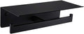 APLusee Matte Black Double Toilet Paper Holder with Shelf, 304 Stainless Steel Bathroom Tissue Roll Holder, Commercial Paper Dispenser Wall Mounted