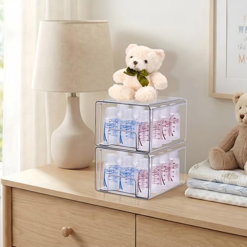 Sorbus Clear Stackable Storage Drawers with Handles (Large, 4 Pack)