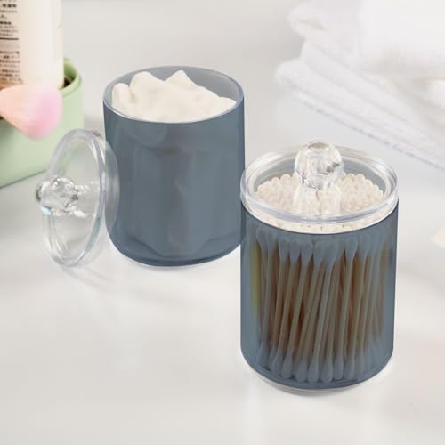 Gredecor 4 Pack Light Slate Gray Qtip Holder Organizer Dispenser Clear Bathroom Storage Canister Cotton Ball Holder Bathroom Containers for Cotton Swabs/Pads/Floss