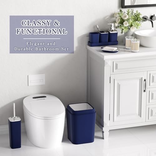 XLHOMO Bathroom Accessory Set, Blue Bathroom Set, 9PC Blue Bathroom Decor