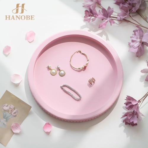 Hanobe Pink Round Decorative Tray with Beaded Edge