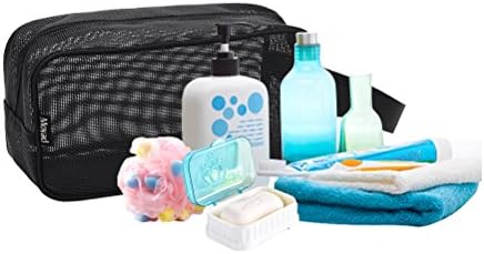 Moyad Mesh Shower Caddy Portable Toiletry Bag College Dorm Room Essentials for Girls Guys Gym Bag Camping Organizer Hanging Bathroom Mesh Bag, Black