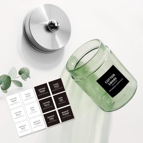Amolliar Green Glass Apothecary Jar, Qtip Holder(Brushed Nickel 1 Pack)