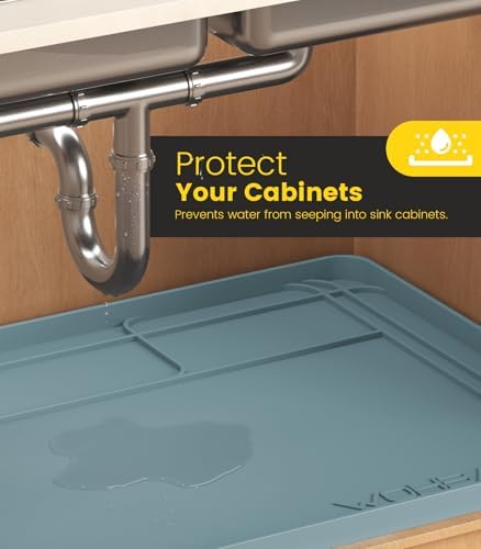 Under Sink Mats for Kitchen Waterproof 34"x22",Teal