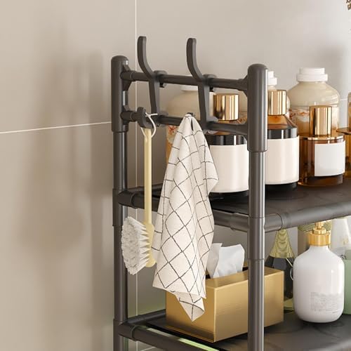 3-Tier Over the Toilet Storage,Metal Storage Rack Above The Toilet Storage Rack,Space Saver Freestanding Bathroom Shelve for Accommodate Toiletries and Daily Necessities (Black)