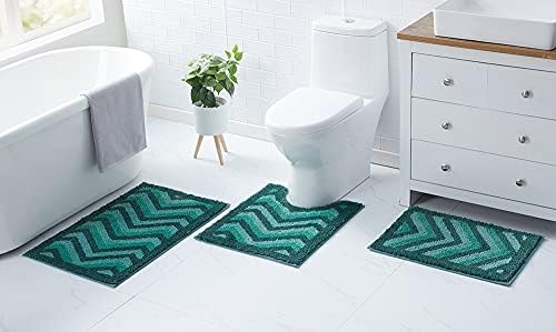 Clara Clark Bathroom Accessories Set - 23PC Shower Curtain Set with Bathroom Trash Can, Green Bathroom Set, Bathroom Sets with Shower Curtain and Green Rugs