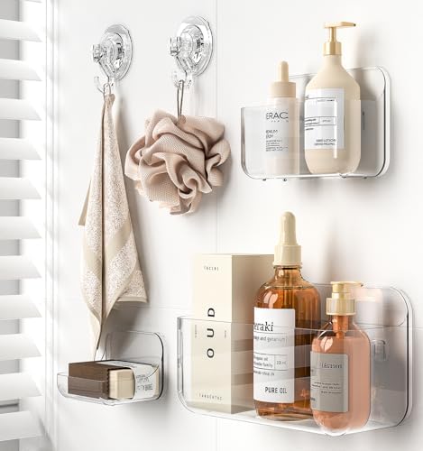 Shower Shelves 5 Pack Clear Acrylic Bathroom Organizer Caddy