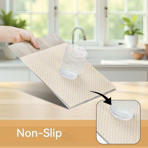 FIFTY FEET 12"x120" Non-Adhesive Shelf Liner for Kitchen Cabinets and Drawers, Washable Non-Slip PVC Cabinet Liner (Yellow Circle)(10 Roll)
