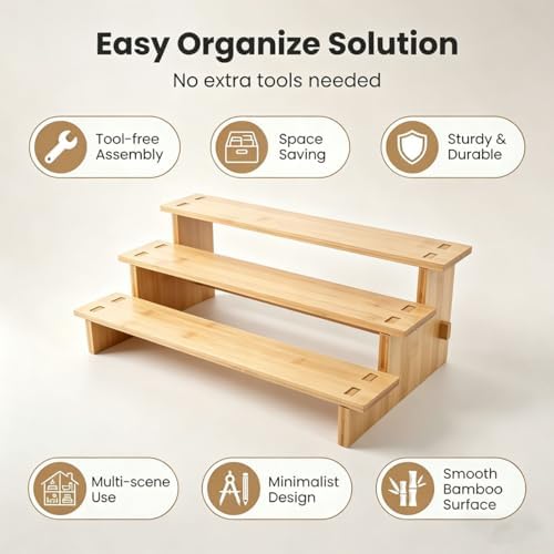 3-Tier stepped Spice Rack Organizer for Cabinets,Countertop & Pantries