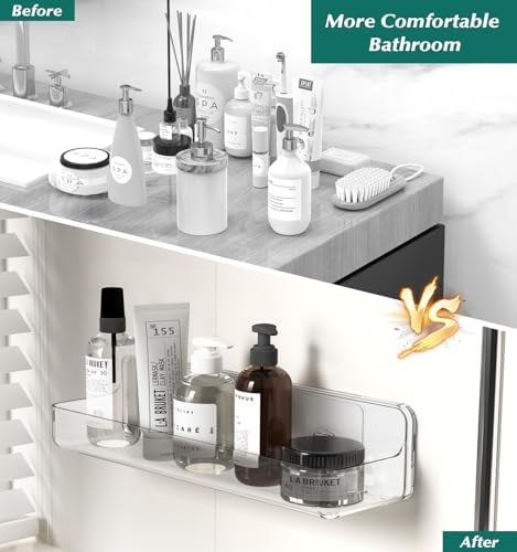 Shower shelves, Adhesive Clear Acrylic Bathroom caddy Organizer