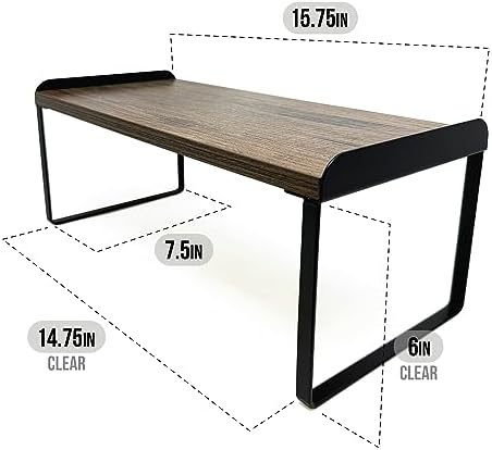 Mitus Stacking Wood Shelf Organizer, Counter Cabinet Storage Rack, 16 inch