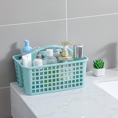 Portable Shower Caddy Basket Plastic Storage Basket with Divided Light Blue