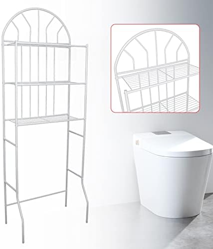 3 Tier Over The Toilet Storage Rack, Bathroom Organizer Stand, Metal Shelf Space Saver Rack, Freestanding Above Toilet Rack, Multi-Functional Storage Cabinet Toilet Shelf