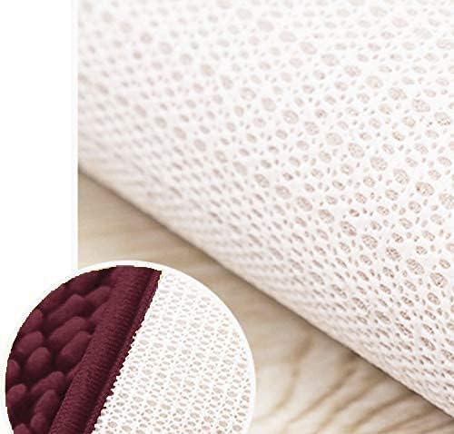 Madeals Long Bathroom Rugs Chenille Runner Bathroom Mat Kitchen Rug Burgundy